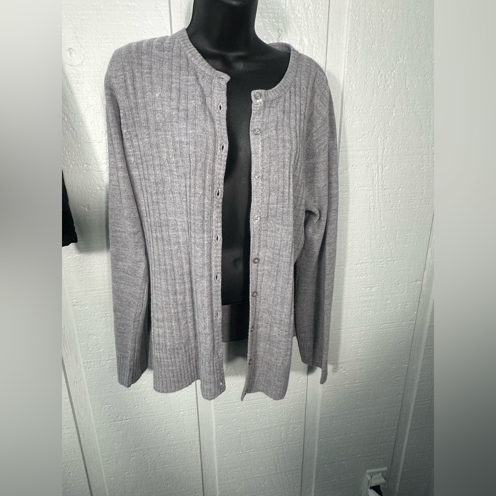 Western Connection Women’s Gray Ribbed Cardigan Size XL EUC